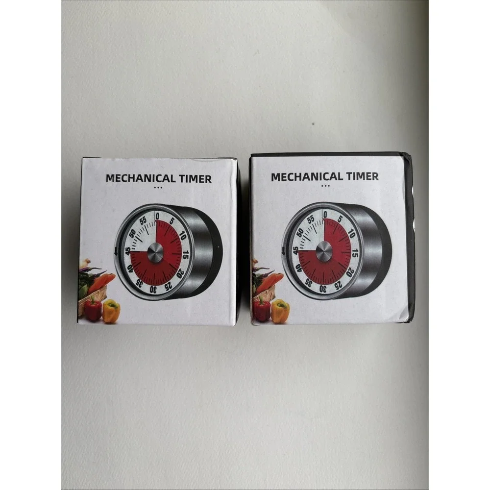 Set 2 Mechanical Manual Digital Kitchen Timer Magnetic Countdown Classroom Clock